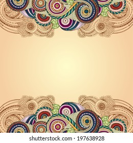 Vector floral decorative background. Template frame design for card with place for your text.