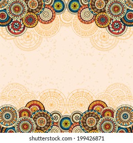 Vector floral decorative background. Template frame design for card with place for your text.