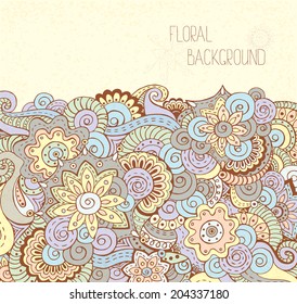 Vector floral decorative background. Template frame design for card with place for your text.
