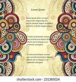Vector floral decorative background. Template frame design for card with place for your text.