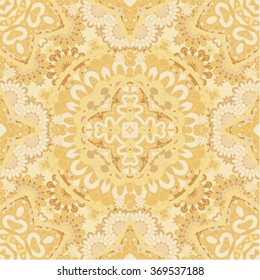 Vector floral decorative background. Template frame design for card, web, wallpaper, scrapbooking etc. Pastel light gold pattern.