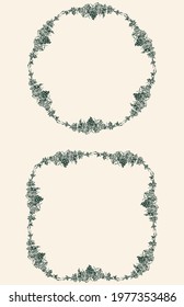 Vector floral decorative borders from sketches grape vine in vintage style