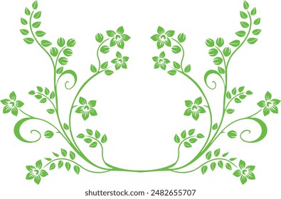 vector floral decorative design on a  white background with flowers, an ethnic