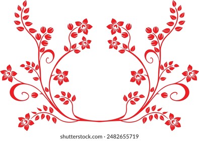 vector floral decorative design on a  white background with flowers, an ethnic