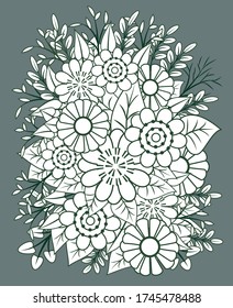 Vektor Blumendekorationskarte mit grüner Färbung