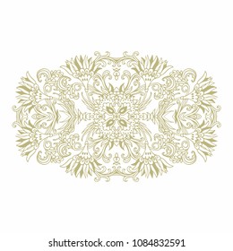 Vector floral decorative oval composition on white background