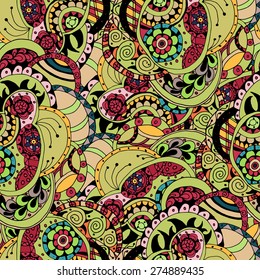 Vector floral decorative paisley ethnic background.  Vector floral decorative background. 