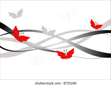 Vector floral design with butterflies