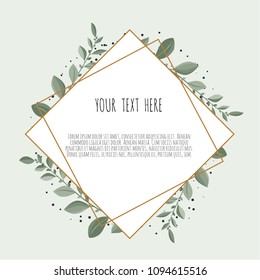 Vector floral design card. Greeting, postcard wedding invite template. Elegant frame with rose and anemone.