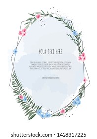 Vector floral design card. Greeting, postcard wedding invite template. Elegant frame with rose and anemone