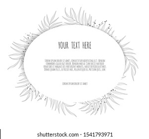 Vector floral design card. Greeting, postcard wedding invite template. Elegant frame with rose and anemone