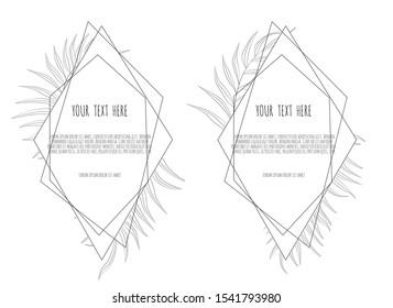 Vector floral design card. Greeting, postcard wedding invite template. Elegant frame with rose and anemone