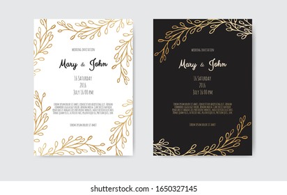 Vector floral design card. Greeting, postcard wedding invite template.
