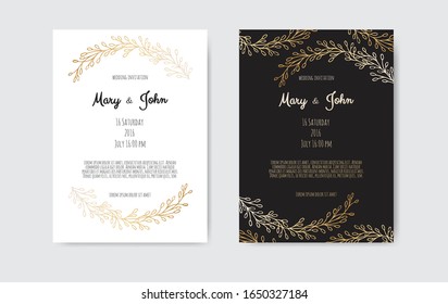 Vector floral design card. Greeting, postcard wedding invite template.