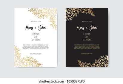 Vector floral design card. Greeting, postcard wedding invite template.
