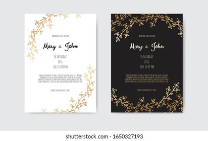 Vector floral design card. Greeting, postcard wedding invite template.