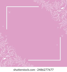 Vector floral design card. Greeting, postcard wedding invite template. Elegant frame with floral and leaves