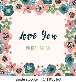 Vector floral design with cute flowers. Template for card, poster, flyer, home decor and other use.