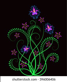 Vector floral design element on a dark background . Ethnic motifs
