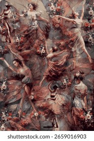 Vector floral design featuring a textile print suitable for fabric, clothing, covers, motifs, and wallpaper.