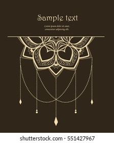 Vector floral design, flower mandala on a brown background