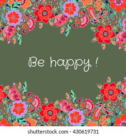 Vector floral design. Flowers and leaf doodle elements. Spring cute illustration.