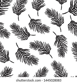 Vector floral design pattern with tropical leaves. Vector floral template on white background.Hand-drawn flower. Design greeting card and invitation of holiday. Line art vector illustration.