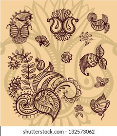 vector floral design set