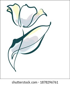 
VECTOR floral digital sketch fashion handmade creative Background with the beautiful Tulip  for flowers design logo 