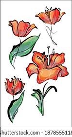 
VECTOR floral digital sketch fashion handmade creative Set  with the beautiful Tulip  for flowers design logo 