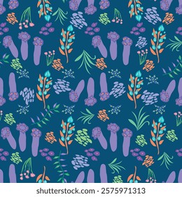 Vector floral ditsy seamless pattern. Small flowers garden repeat pattern great for feminine textiles and backgrounds, packaging.