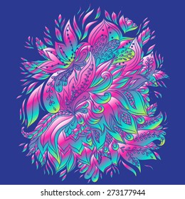 Vector floral doodle in bright colors