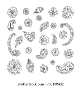 Vector floral doodles set