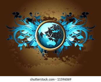 Vector floral Earth banner