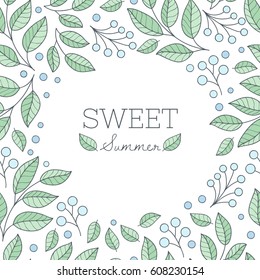 Vector floral elegant frame. Sweet summer background.
