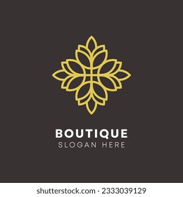ilustración del logotipo de ornamento único de oro floral y elegante