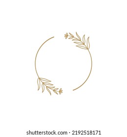 Vector Floral Elegant Minimal Style with Gold Color Circle Frames Logo Illustration