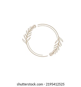 Vector Floral Elegant Minimal Style with Gold Color Circle Frames Logo Illustration