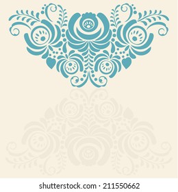 Vector floral element with abstract vintage flower