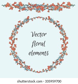 vector floral elements, borders, wreath