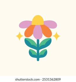 Vector floral elements design. Cute illustration with leaves. Modern template for social media, print, product, emblem. 
