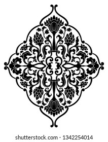 Vector floral elements for design on a white background. Oriental black ornament. Template for tile, wallpaper and any surfaces.