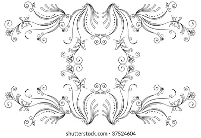 Vector floral elements on white.Vegnette