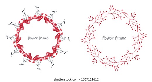 Vector floral elements.Colorful floral collection with leaves and flowers,drawing watercolor. Spring is here text