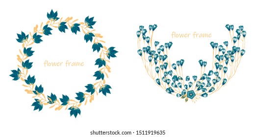 Vector floral elements.Colorful floral collection with leaves and flowers,drawing watercolor. Spring is here text