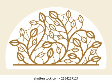Vector floral emblem isolated on white background, leaves and branches linear logo, luxury classic style elegant badge, boutique or hotel logotype.