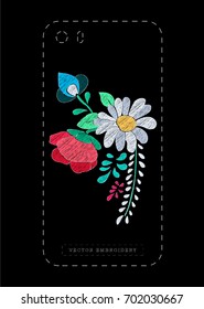 Vector floral embroidery effect