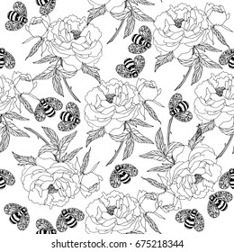 Vector floral endless pattern with small bees can be used for wallpaper, cards, textile, linen, tile and more creative designs.