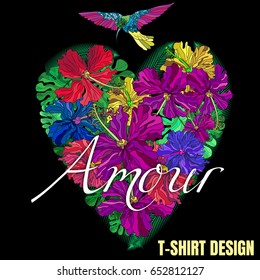 Vector floral ethnic  pattern in doodle style with flowers , leaves and birds . Gentle, spring/summer floral background.
