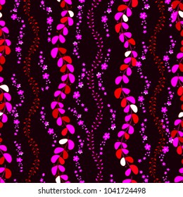 Vector floral ethnic seamless pattern in doodle style with flowers and leaves. Gentle, spring, summer floral background.
